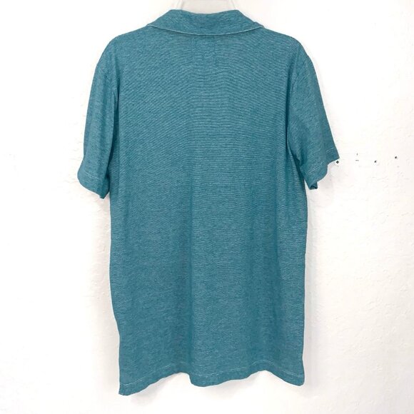 Billy Reid Pensacola Polo Mens Medium Blue Green Space Dye Iconic Pocket Stitch - Picture 3 of 10
